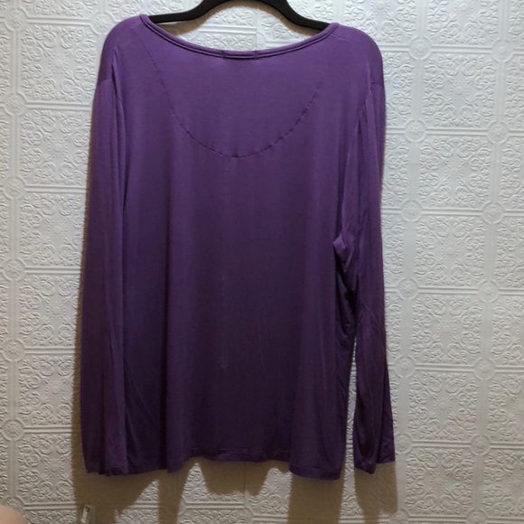 Ink & Ivy Long Sleeve Crushed Grape T-shirt 1X - Picture 2 of 6